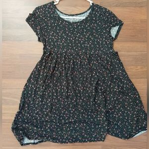 Black and Floral Mini Flowy Dress